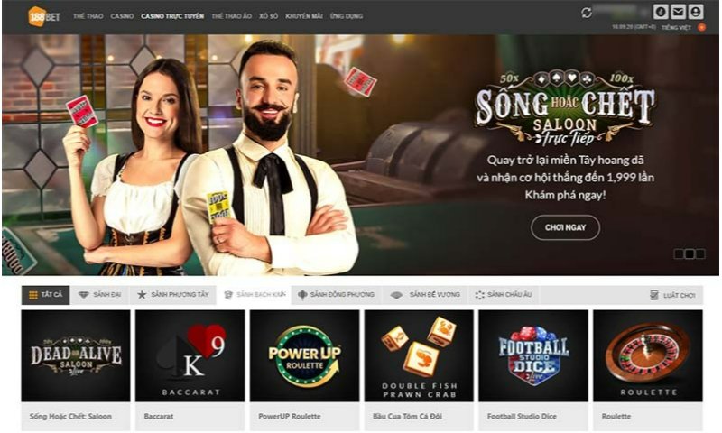 Cá cược casino cực sang trọng và đẳng cấp tại 188Bet