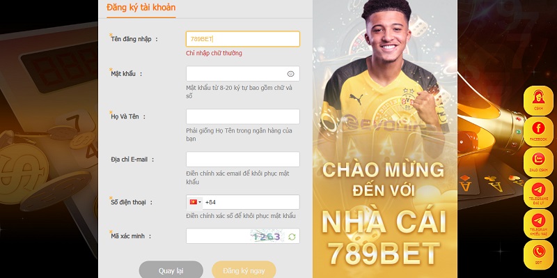 Đăng ký tài khoản 789Bet chỉ mất vài giây để hoàn tất