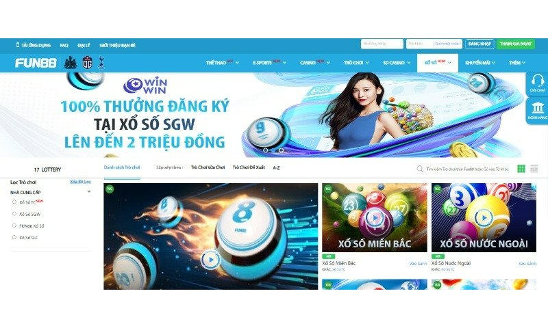 Cá cược xổ số mới lạ tại Fun88