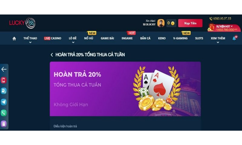 Luck88 cập nhật nhiều chương trình khuyến mãi hấp dẫn