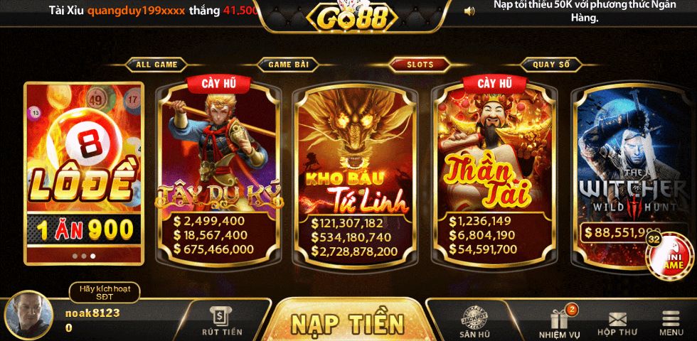 Kho game cá cược đa dạng và phong phú tại Go88.