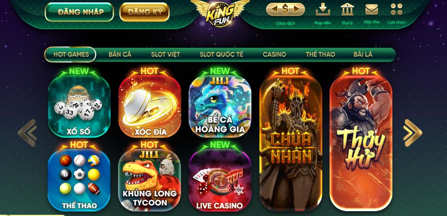 Giao diện Kingfun đẹp mắt